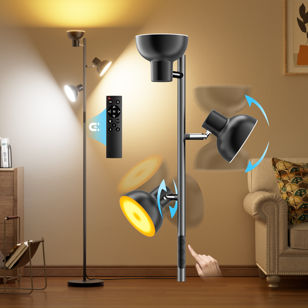 42W Bright Tree Floor Lamp, Dimmable Modern LED Standing Lamp with