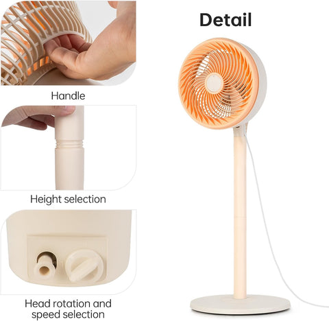 FUNNBIE Stand Fan for Bedroom with 3-Speed