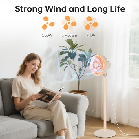 FUNNBIE Stand Fan for Bedroom with 3-Speed
